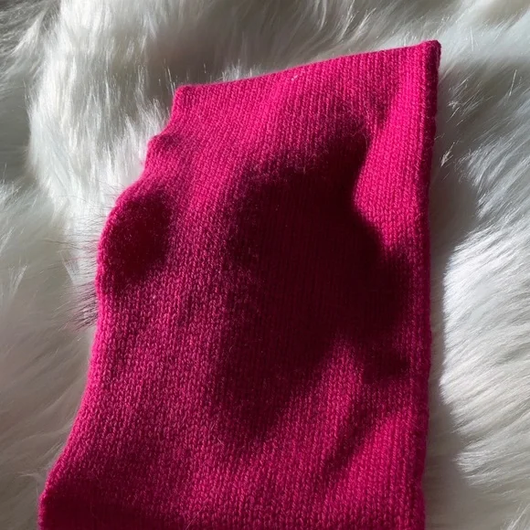 Saks Fifth Ave Sherry Cassin Bright Pink 100% Wool Fox Fur Pompom Headband Turquoise Sterling Silver Ring Size 7 main image 3